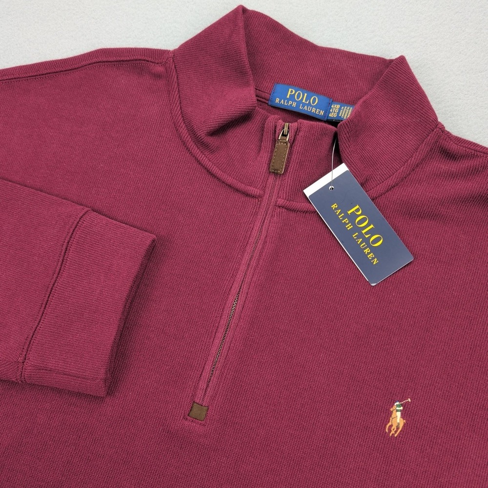 Polo Ralph Lauren Sweater Mens 4XB Red 1/4 Zip Mock Neck Pullover Pony Logo